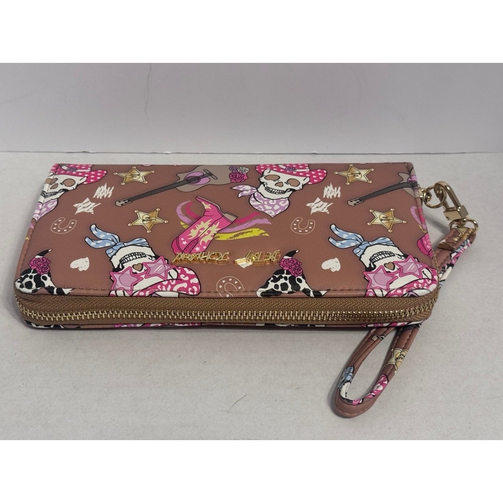 BETSEY JOHNSON Western Cowboy Skull Print Zip Around Wristlet Wallet Clutch - Picture 3 of 9